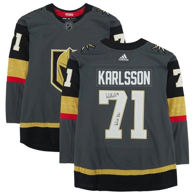 Fanatics Authentic Kids' William Karlsson Vegas Golden Knights Autographed Black Adidas Authentic Jersey With "wild Bill" Ins