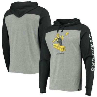 47 ' Heathered Gray Pittsburgh Steelers Franklin Wooster Throwback Long Sleeve Hoodie T-shirt In Heather Gray