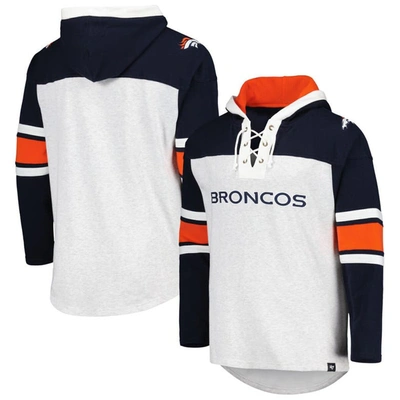 47 ' Denver Broncos Heather Gray Gridiron Lace-up Pullover Hoodie