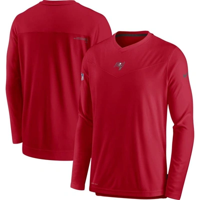 Nike Red Tampa Bay Buccaneers Sideline Coaches Performance Long Sleeve V-neck T-shirt