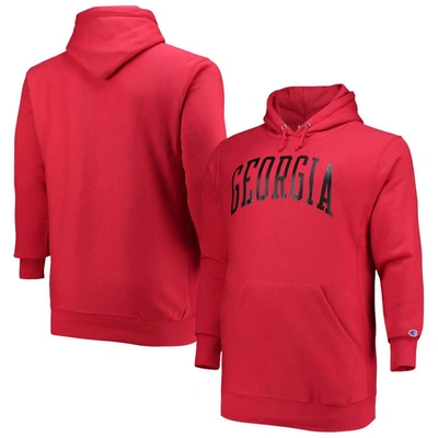 Champion Men's  Red Georgia Bulldogs Big And Tall Reverse Weave Fleece Pullover Hoodie Sweatshirt