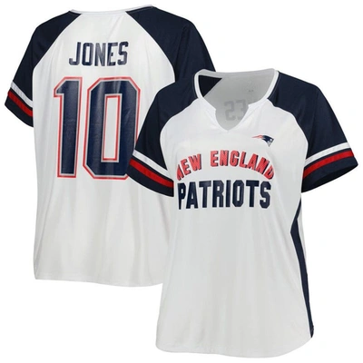 Profile Mac Jones White New England Patriots Plus Size Notch Neck T-shirt