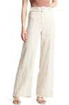 & Other Stories Belted Linen Flare Pants In Natural Linen