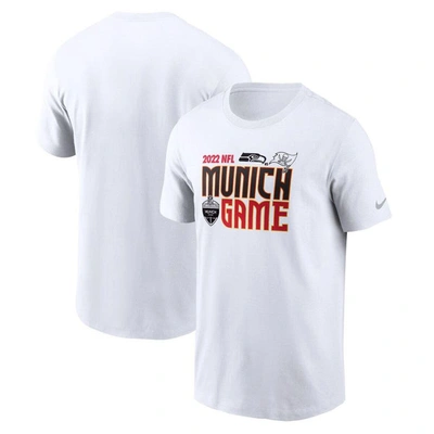 Nike White Seattle Seahawks Vs. Tampa Bay Buccaneers Essential Munich Game T-shirt