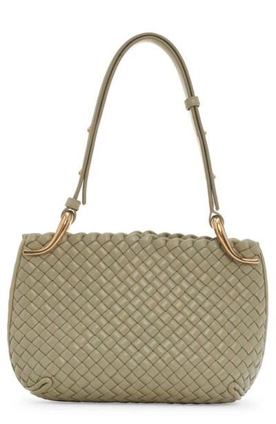 Bottega Veneta Small Clicker Intrecciato Leather Shoulder Bag In Travertine-muse