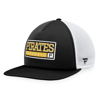 Majestic Men's  Black, White Pittsburgh Pirates Foam Trucker Snapback Hat In Black,white