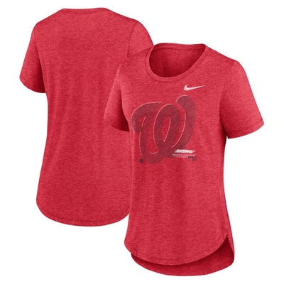 Nike Heather Red Washington Nationals Touch Tri-blend T-shirt