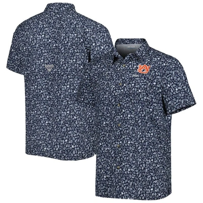 Columbia Navy Auburn Tigers Super Slack Tide Omni-shade Team Button-up Shirt