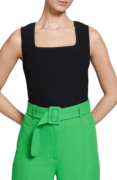 & Other Stories Square Neck Crop Rib Tank In Black