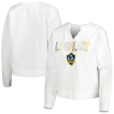 Concepts Sport White La Galaxy Sunray Notch Neck Long Sleeve T-shirt