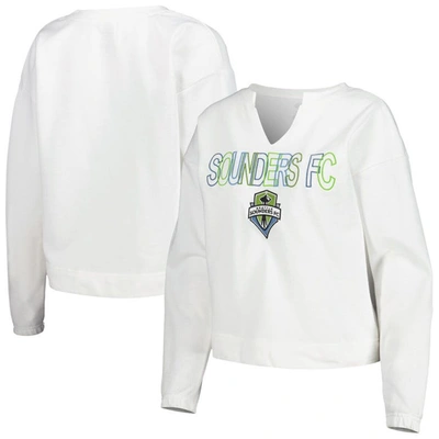 Concepts Sport White Seattle Sounders Fc Sunray Notch Neck Long Sleeve T-shirt