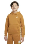 Nike Kids' Embroidered Logo Hoodie In Desert Ochre/ White