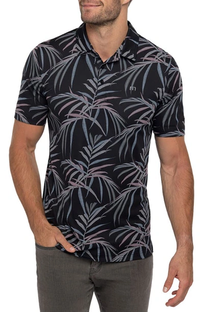 Travismathew Buzz Words Leaf Print Piqué Polo In Black