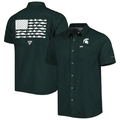 Columbia Pfg Green Michigan State Spartans Slack Tide Camp Button-up Shirt