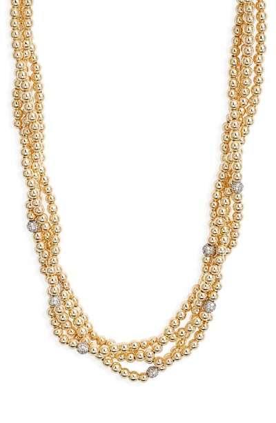 Nordstrom Braided Ball Chain Collar Necklace In Clear- Gold