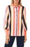 Halogen Solid Button-up Shirt In Sunset Stripe Coral