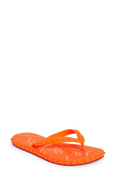 Christian Louboutin Super Loubi Flip Flop In Fluo Orange