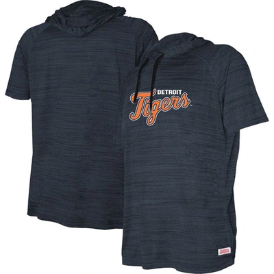 Stitches Kids' Youth  Heather Navy Detroit Tigers Raglan Short Sleeve Pullover Hoodie