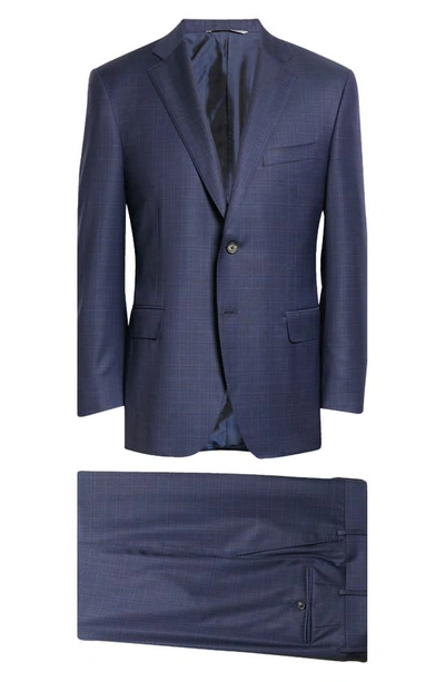 Canali Siena Exclusive Plaid Wool Suit In Navy ModeSens