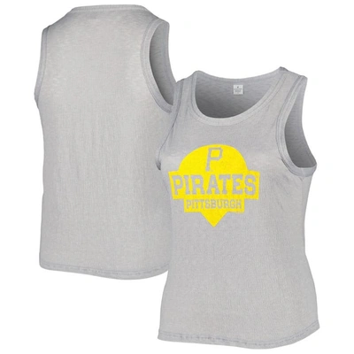 Soft As A Grape Gray Pittsburgh Pirates Plus Size High Neck Tri-blend Tank Top