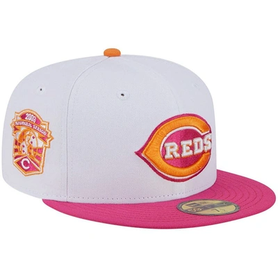 New Era Men's White/pink Cincinnati Reds 2003 Inaugural Season 59fifty Fitted Hat In White Pink