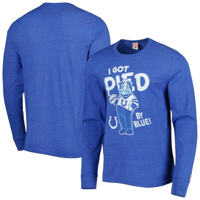 Homage Royal Indianapolis Colts Hyper Local Tri-blend Long Sleeve T-shirt In Blue