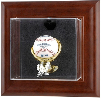 Fanatics Authentic Milwaukee Brewers Brown Framed Wall-mounted Logo Baseball Display Case