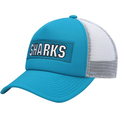 Adidas Originals Men's Adidas Teal, White San Jose Sharks Team Plate Trucker Snapback Hat