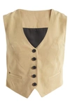 Allsaints Deri Lyn Crop Vest In Light Khaki Brown