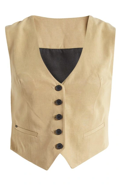 Allsaints Deri Lyn Crop Waistcoat In Light Khaki Br