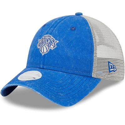 New Era Blue New York Knicks Micro Logo 9twenty Trucker Adjustable Hat