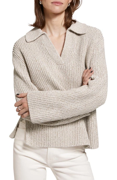 & Other Stories Collared Cotton Sweater In Beige Melange
