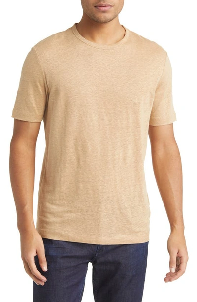 Hugo Boss Tiburt Slub Linen T-shirt In Neutrals