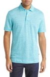 Hugo Boss Boss Press Heathered Linen Piqué Polo In Open Blue