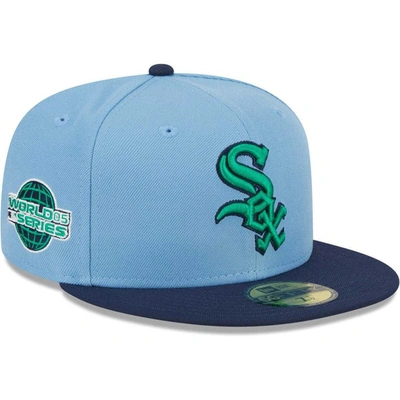 New Era Men's  Light Blue, Navy Chicago White Sox Green Undervisor 59fifty Fitted Hat In Light Blue,navy
