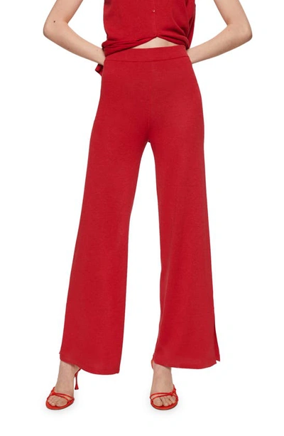 Mango Slit Hem Knit Pants In Strawberry