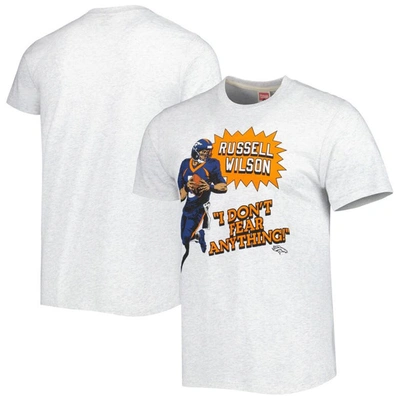 Homage Russell Wilson Ash Denver Broncos Caricature Player Tri-blend T-shirt In White
