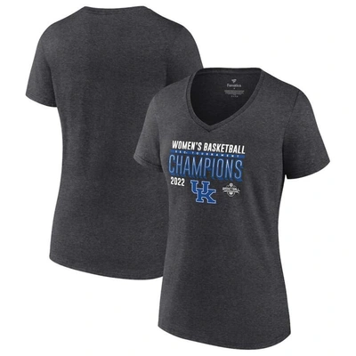 Fanatics Basketball Conference Tournament Champions Locker Room V-neck T-shirt In Heathered Charcoal