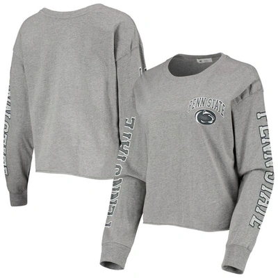47 ' Heathered Gray Penn State Nittany Lions Ultra Max Parkway Long Sleeve Cropped T-shirt In Heather Gray