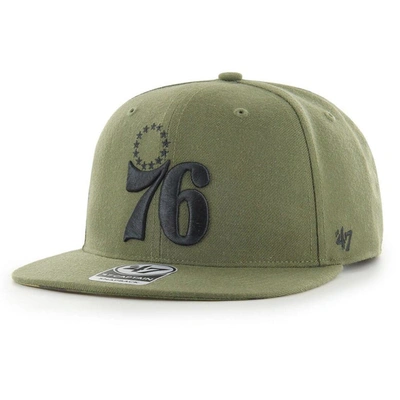 47 ' Olive Philadelphia 76ers Ballpark Camo Captain Snapback Hat