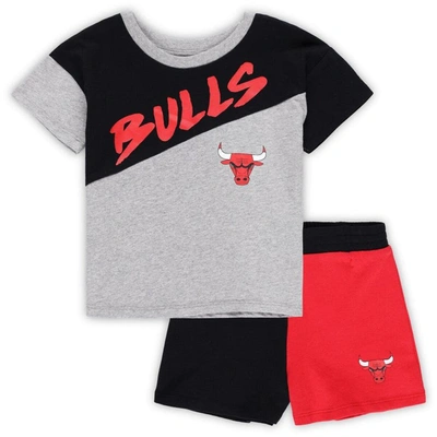 Outerstuff Kids' Toddler Black/gray Chicago Bulls Super Star T-shirt & Shorts Set