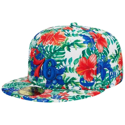 New Era Philadelphia 76ers Tropical Hibiscus 59fifty Fitted Hat In White