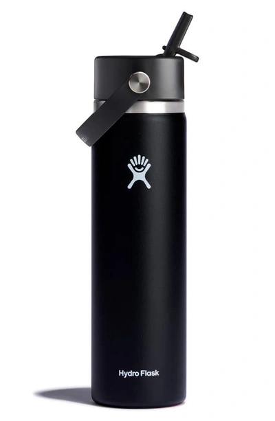 Hydro Flask 24-ounce Wide Mouth Water Bottle With Straw Lid In Black