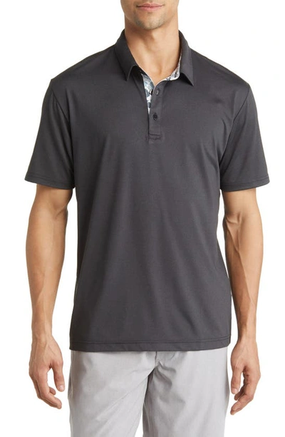 Swannies James Solid Stretch Golf Polo In Black Heather