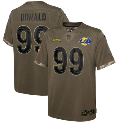 Nike Kids' Youth  Aaron Donald Olive Los Angeles Rams 2022 Salute To Service Player Limited Jersey