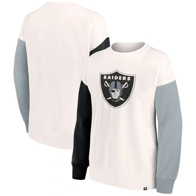 Fanatics Branded White Las Vegas Raiders Colorblock Primary Logo Pullover Sweatshirt