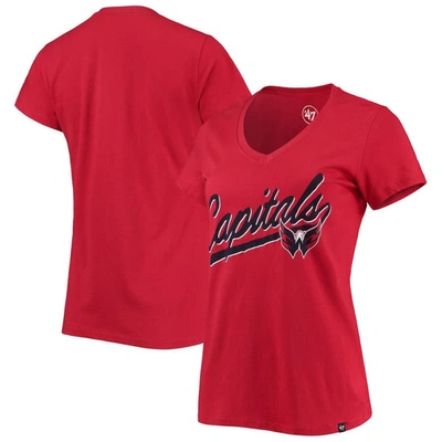 47 ' Red Washington Capitals Script Sweep Ultra Rival V-neck T-shirt