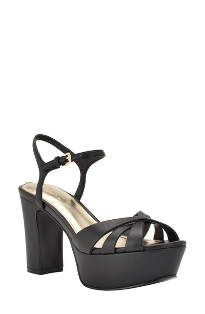 Guess Haylo Ankle Strap Platform Sandal In Black 002