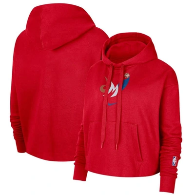 Nike Women's  Red Washington Wizards 2021/22 City Edition Essential Logo Cropped Pullover Hoodie
