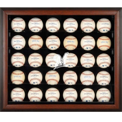 Fanatics Authentic Milwaukee Brewers Logo Brown Framed 30-ball Display Case
